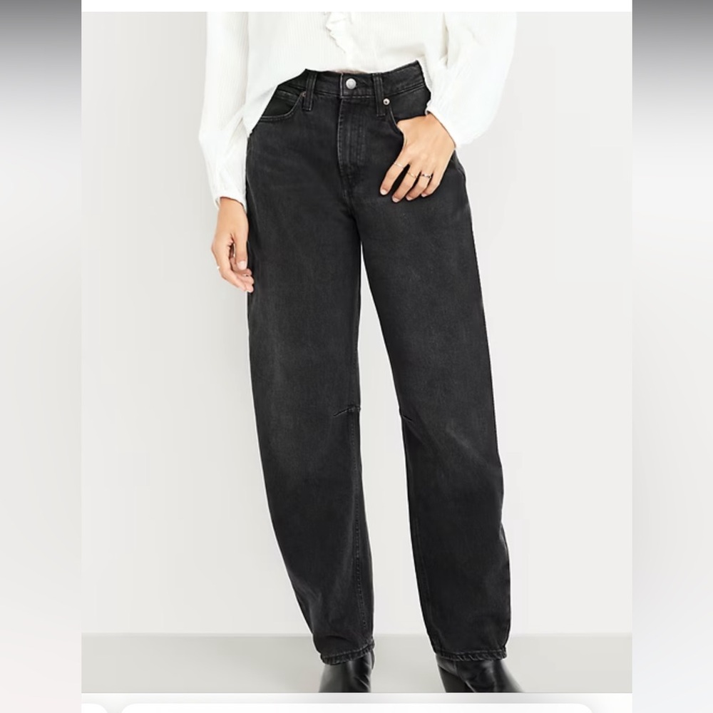 Old Navy Women's Black Barrel Leg Jeans